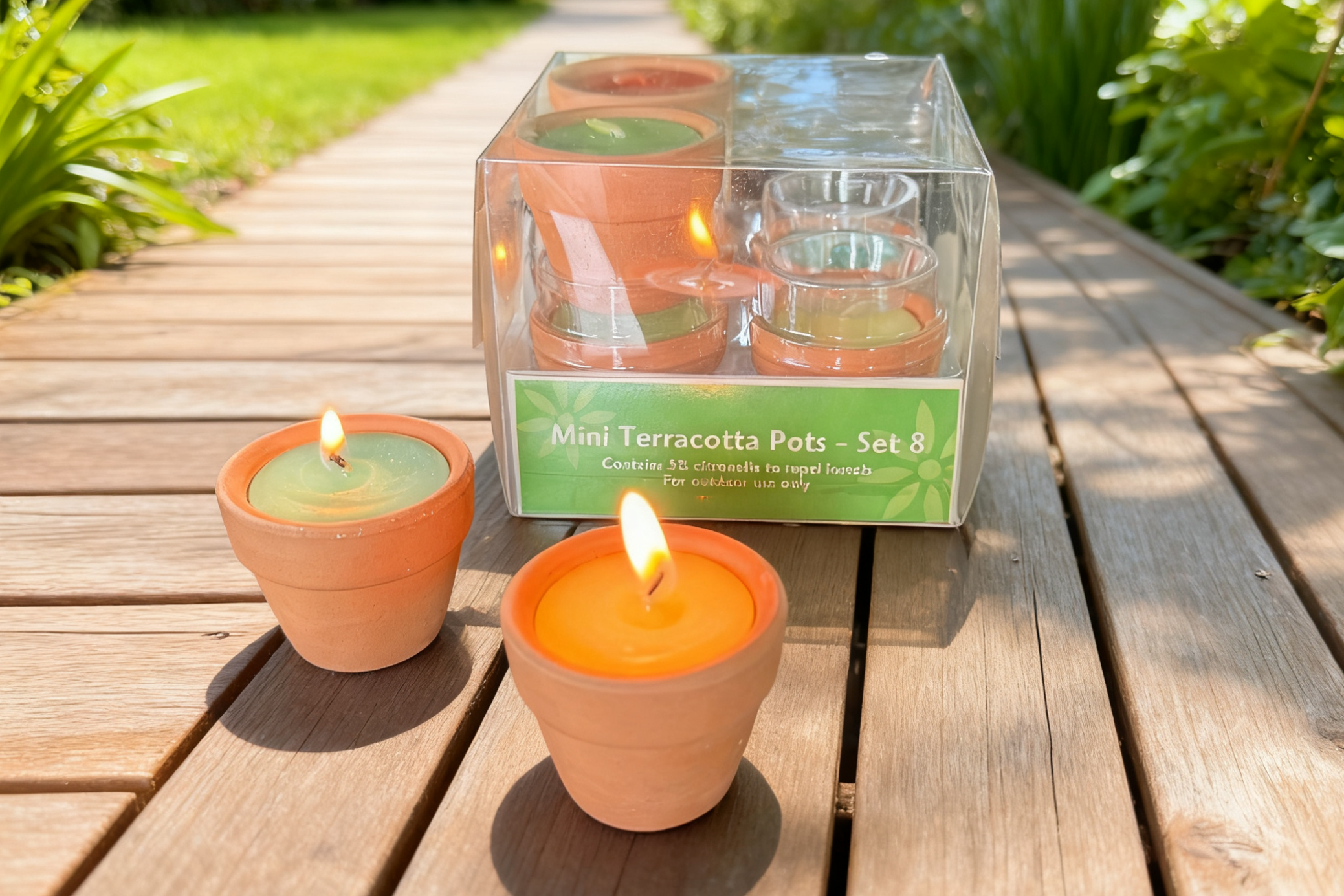 8pk Mini Terracotta Pot  Filled Candles - 1